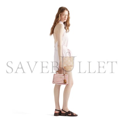 PRADA JARDINIÈRE STRIPED COTTON CANVAS MINI BAG 1BA038 (22*15*13cm) 